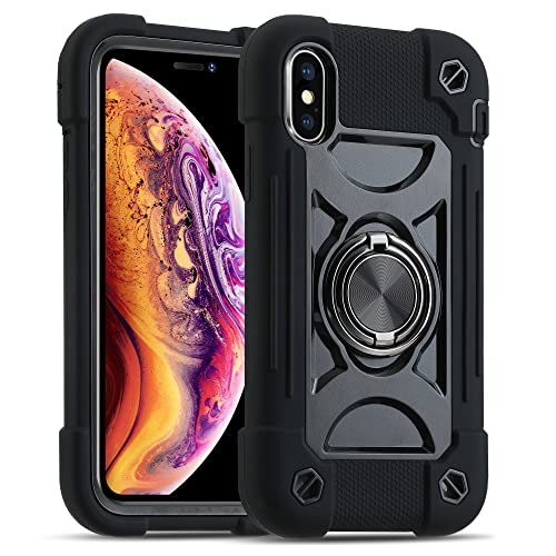 MARKILL Compatible with iPhone Xs Max Case 6.5 Inch with Ring Stand, Heavy-Duty Military Grade Shockproof Phone Cover with for iPhone Xs Max. Black - color: Black, size: iPhone XS Max 6.5"