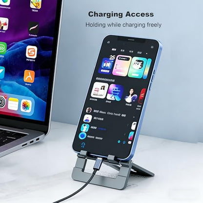 Fold-Flat Cell Phone Stand 2-Pack,Portable Non-slip,Aluminum,Easy to Carry - color: Grey, size: 12CM