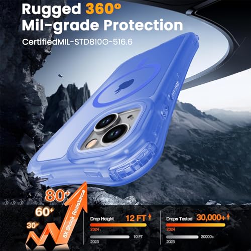WRJ Magnetic Matte for iPhone 13 Case,iPhone 14 Case,[Compatible with MagSafe][Military Grade Drop Protection] Translucent Anti-Fingerprint Full Body Shockproof Phone Case-Ultramarine - color: Ultramarine, style: Matte