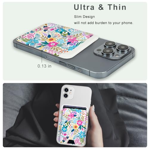 for MagSafe Wallet,Magnetic Card Holder for Phone Case - color: Blooming Flowers