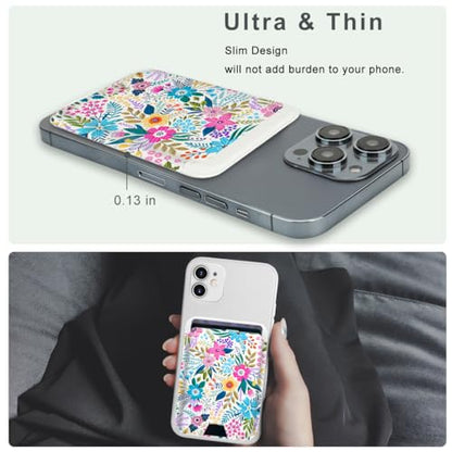 for MagSafe Wallet,Magnetic Card Holder for Phone Case - color: Blooming Flowers