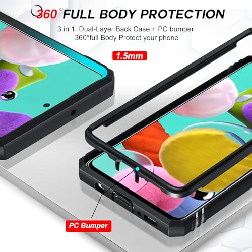 LeYi Compatible for Samsung Galaxy A51 Phone Case 4G Military-Grade, Black - color: Black, size: Galaxy A51 (6.5'')