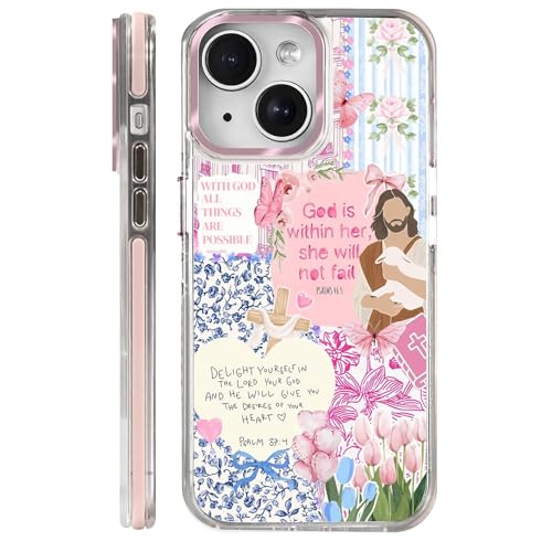 Clear Case for iPhone 14, [Magnetic Charging Compatible][Military-Grade Protection][Anti-Yellowing] Shockproof Slim Magnetic Phone Case for iPhone 14, Pink Jesus Collage - color: A Pink Jesus Collage, size: Iphone 14