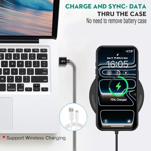 Wireless Charging Case for iPhone 17 Pro,10000mAh High Capacity Portable Rechargeable Extended Battery Case Qi Wireless Charging with iPhone 17 Pro (6.3 inch) Extended Battery Charger Case (Black) - size: iPhone 17 Pro (6.3 inch)