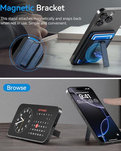 Phone Card Holder Wallet with Stand, Hold 6 Card for iPhone Andriod - color: DeepBlue