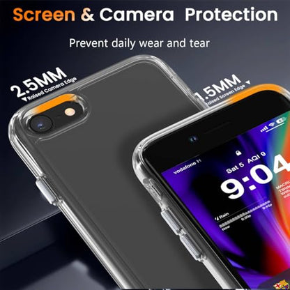 DEERLAMN Clear Case for iPhone SE 2022/2020 & iPhone 7/8, Military Grade Drop Protection Anti-Scratch Transparent Ultra Slim Non-Yellowing Shockproof Protective Phone Cover - size: for iPhone SE 2020/2022&iPhone 7/8