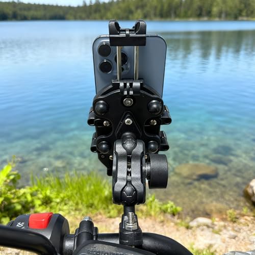 Motorcycle Phone Mount Holder, 8-Claw Anti-Shake Bike Phone Mount with Secure Lock & Vibration Dampener,Fits 4.7-7.2" Phones for Motorcycle, Bicycle, Scooter, ATV