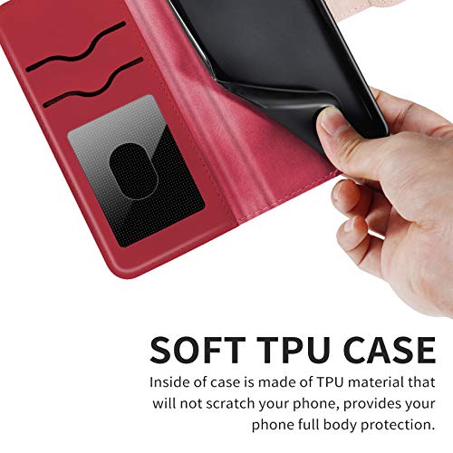 Wallet Case for iPhone 12 Mini 5.4" with Card Holder,PU Leather Flip Folio Shell Wrist Strap Stand Function Magnetic Closure Phone Cover fits iPhone 12 Mini 5G 5.4 inch,Red - color: Red, size: iPhone 12 Mini 5G (5.4 inch)