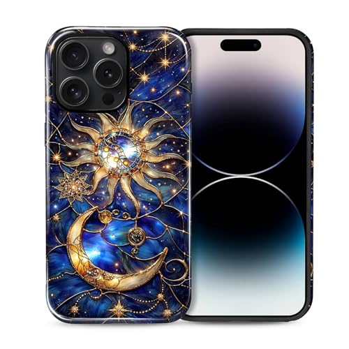 Case Compatible with iPhone 14 Pro Max, Cute Dual Layer Hybrid Phone Cover, Military Grade Drop Protection, Aesthetic Shockproof Phone Case for Women Girls, Galaxy Sun Moon - color: Galaxy Sun Moon, size: Iphone 14 Pro Max
