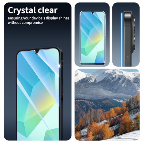 Screen Protector & Camera Lens Protector for Samsung Galaxy A16, Double Shatterproof HD Tempered Glass, 9H Hardness Anti-Scratch Impact-Protection Case-Friendly, 3 Pack Each - color: A16 Clear