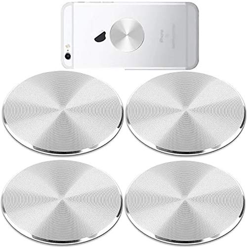 SALEX Phone Metal Plates 4 Pack for Magnetic Car Mount. Kit of 4 Clear Silver Round 3M Adhesive Discs Without Holes for Case Back. Strong Circular Cell Phone Magnet Holder Replacement Stickers Set - color: Silver