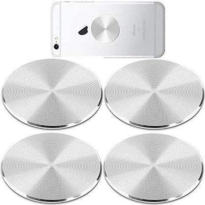 SALEX Phone Metal Plates 4 Pack for Magnetic Car Mount. Kit of 4 Clear Silver Round 3M Adhesive Discs Without Holes for Case Back. Strong Circular Cell Phone Magnet Holder Replacement Stickers Set - color: Silver