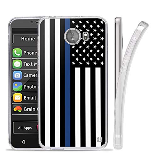 Compatible with GreatCall Jitterbug Smart2 (5.5” Screen) Smartphone Compatible with Seniors/Phone Skin Case Slim - color: Thin Blue Line Flag