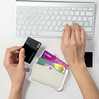Phone Wallet Stick On, Small Card Holder for Phone Case with Snap Closure - color: Beige
