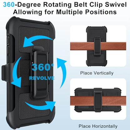 Belt Clip Holster Compatible with iPhone 13 Pro Defender Case with 360° Rotating Stand - Heavy Duty Protection Anti-Drop Shockproof, Black - size: iPhone 13 Pro