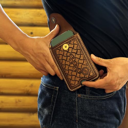 Leather Cell Phone Belt Holster EDC Case Fit for iPhone 17 16 15pro,Pixel