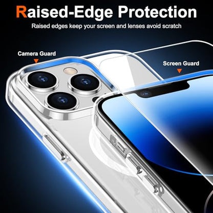 for iPhone 14 Pro Case Clear, Compatible with Magsafe, Anti-Yellowing, Military-Grade Protection, Shockproof Slim Magnetic Phone Case Cover, Transparent - color: A-Clear, size: iPhone 14 Pro
