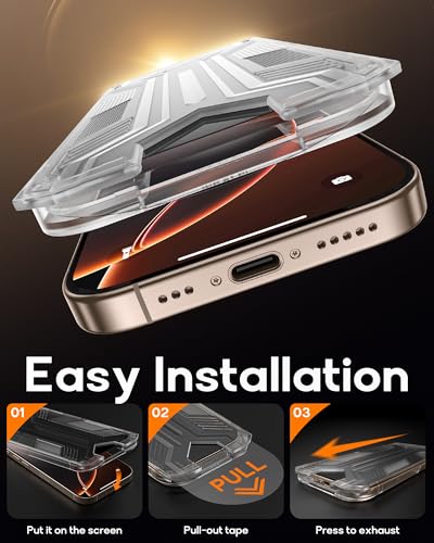 2 Pack for iPhone 15 Pro Max Privacy Screen Protector Tempered Glass:9H+ Durable, Auto Positioning, Bubble Free, High Definition, Easy Installation