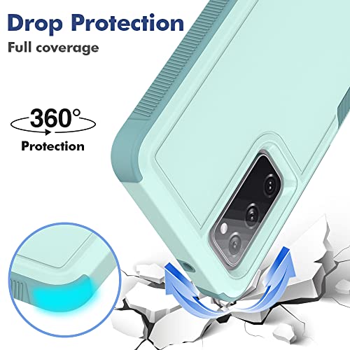 for Samsung Galaxy S20 FE 5G Case: Dual Layer Protective Heavy Duty Cell Phone Cover Shockproof Rugged with Screen Protector - Military Protection Bumper Tough - Samsung Galaxy S20 FE 5G, Mint Green - color: Mint Green (PC) + Mint Green (TPU)