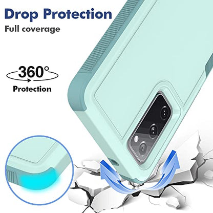 for Samsung Galaxy S20 FE 5G Case: Dual Layer Protective Heavy Duty Cell Phone Cover Shockproof Rugged with Screen Protector - Military Protection Bumper Tough - Samsung Galaxy S20 FE 5G, Mint Green - color: Mint Green (PC) + Mint Green (TPU)
