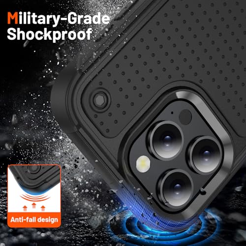 Designed for iPhone 16 Pro Max Case 2 in 1 Gift Militay Grade Drop Protective Rugged Heavy Duty Cover Shockproof Case for iPhone 16 Pro Max Phone Case for Women Men Boy Girl (Black) - color: Black