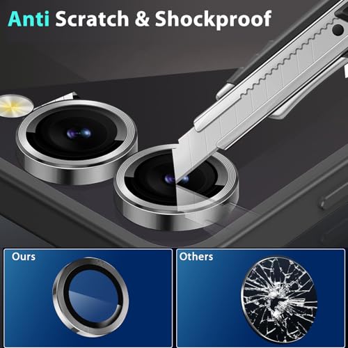 2-Pack Camera Lens Protectors for Galaxy Z Flip7, Scratch-Resistant HD Clarity Ultra-Thin Tempered Glass Camera Cover with Aluminum Edging,Individual Metal Lens Cover, Black - color: Black