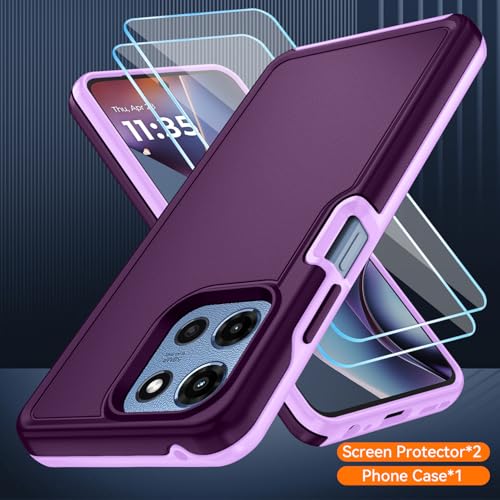 for Motorola Moto G 5G 2025/2026 Case with HD Screen Protector, Moto G Play 2026 Heavy Duty Shockproof Military Grade Full Body Protection Phone Cover (Wine/Pink) - color: Wine/Pink