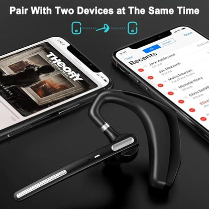 Bluetooth Headset ,Wireless bluetooth earpiece with ENC Noise Cancelling Mic, 110H Playback, Bluetooth 5.1 Dual Connectivity, Wireless Headphones Compatible iPhone/Android/PC (Office/Driving) - color: Black