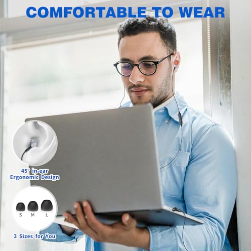 ASKUBSKU Wired Earbuds 3.5mm Headphones for Chromebook Laptop PC, Grey - color: Grey