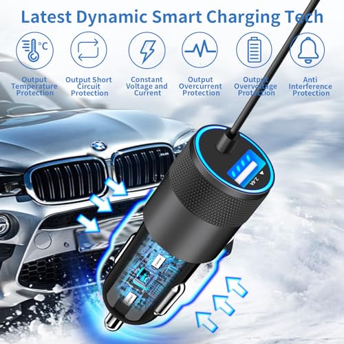 Apple MFi Certified iPhone Car Charger Fast Charging + 6FT Lightning Cable - color: Ceramic Black
