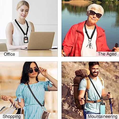 Dual-use Adjustable Lanyard End-to-end Connection Lanyard Anti-lost Neck Strap Holder for Keys Wallet Camera - color: Black Lanyard, size: Long Crossbody Lanyard - Cotton