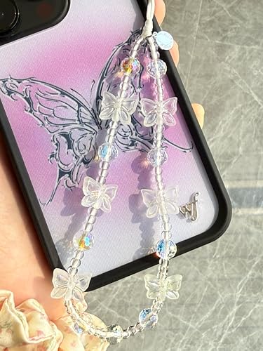 Drawwind Phone Charm Beaded Wristlet Strap Universal Cell Phone Lanyard Cute Bracelet Wrist Strap Beaded Chain String Handmade Accessories for Case Camera Bags (Multi Butterfly) - color: Multi Butterfly