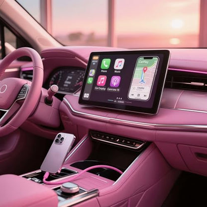 Pink Car Accessories USB C Cable 3ft Car Charger for i Phone 17E USB A to C Fast Charging for iPhone 17 Air 15 Pro Max 16 Plus, iPad Air Pro, Samsung Galaxy Z Flip 7/6/5/4/Z Fold SE/A16/A15/A54 2Pack - color: PINK A-C 3FT ×2