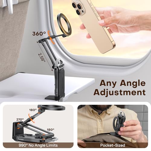OMOTON TP02 [360° Rotating] Stable Clip Magnetic Phone Tripod for iPhone 17 - color: 1-Black