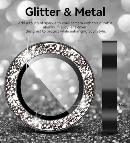 Matekxy for iPhone 17 Camera Lens Protector Glitter Individual Cover - color: Black