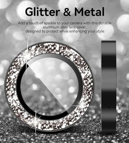 Matekxy for iPhone 17 Camera Lens Protector Glitter Individual Cover - color: Black