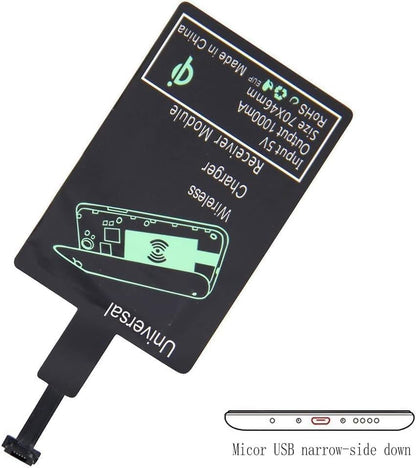 Universal Micro-USB Type A Qi Wireless Charging Receiver Patch Module Chip for Android - Fast Speed & Slim Wireless Charger Receiver - Wireless Charging Adapter Compatible with All Android Smartphones