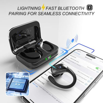Groove 4-in-1 Wireless Earbuds w/Charging Case - 80 Hours Playtime Wireless Headphones Bluetooth 5.3 IPX7 Waterproof Noise Cancelling Earphones w/LED Light Display | Phone Charging Pad Electronics - color: Black