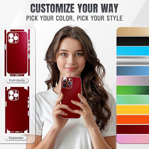 2Pcs Skin Wrap Compatible for iPhone 15 Pro – Slim Decal Vinyl Protective Film for Sides & Back – Sleek Fit, Premium Look – Compatible with All iPhone 15 Pro Cases - Glossy Cherry Red - color: Glossy Cherry Red