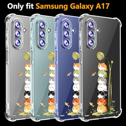 Phone Case for Samsung Galaxy A17 5G Case, Samsung A17 5G Case with Tempered Glass Screen Protector, Soft Flexible TPU Slim Fit Shockproof Phone Cover for Women Men Girl Boy (Clear-Cat) - color: Clear-Cat