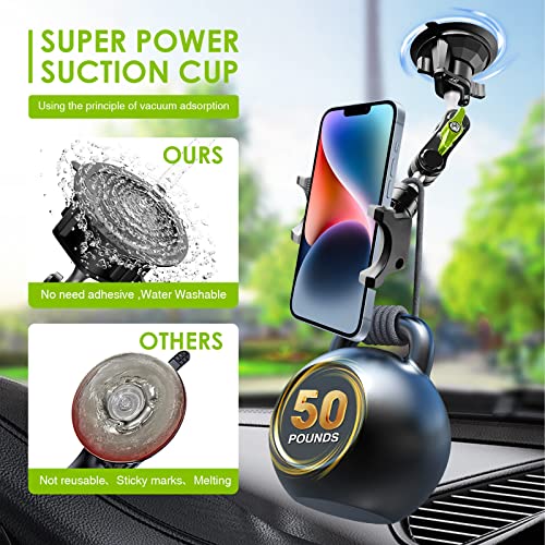Suction Cup Phone Mount 360 Rotating Universal Ball Head Arm for Car Dashboard Windshield Vehicle Sunroof (Black) - color: Black