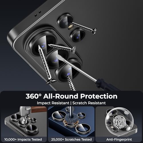 BENKS GlassWarrior Camera Lens Protector for Samsung Galaxy S26 Ultra, 9H Tempered Glass, Anti-Reflective HD Clarity, Ultra-Thin Scratch Resistant, Individual Metal Lens Ring Design (Black) - color: Black