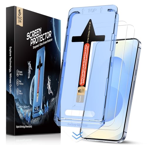 MAGIC JOHN 2 Pack for Samsung Galaxy S25 Screen Protector Easy Installation | 6.2 inch, NOT for Ultra, Auto Dust-Elimination, Bubble Free, HD Clear，9H tempered glass, Case Friendly, Anti-Shockproof - size: S25 6.2inch