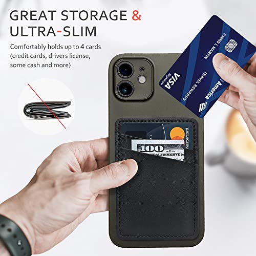 Limvory Leather Phone Wallet, Stick On Credit Card Holder for Phone Case - color: Black