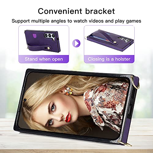 CCSmall for Samsung Galaxy S23+ Plus Crossbody Case w Card Holder KB Purple - color: Purple, size: Galaxy S23 Plus
