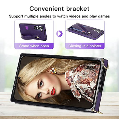 CCSmall for Samsung Galaxy S23+ Plus Crossbody Case w Card Holder KB Purple - color: Purple, size: Galaxy S23 Plus