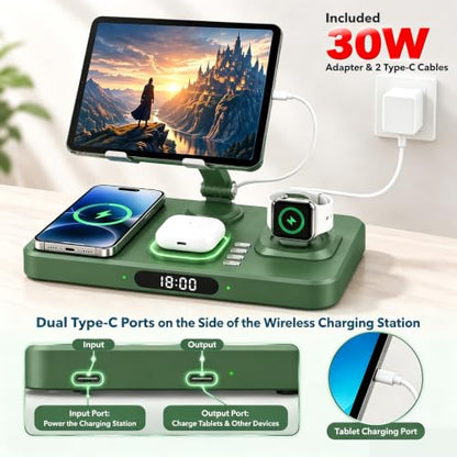 Wireless Charging Station for Apple Devices, Only for Apple Watch Charging - color: Army Green