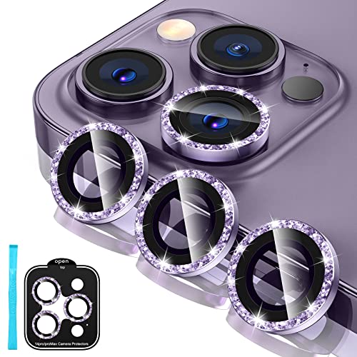 Tensea Bling Camera Lens Protector for iPhone 14 Pro/iPhone 14 Pro Max - color: Purple Glitter