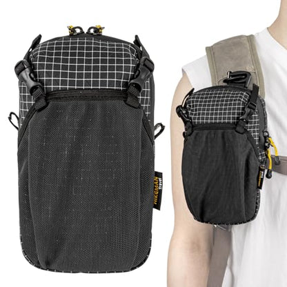 HIKEMAN Backpack Shoulder Strap Pouch - Smartphone Strap Pack,Waterproof Backpack Strap Pocket Attachment Bag for Hikers,Small Crossbody Bag Waist Pack for Sports Hiking Camping(Black) - color: Black