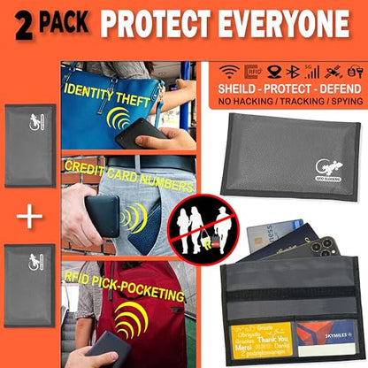 Faraday Bag Anti-Tracking GPS RFID Car Key Signal Blocker Wallet Shielding Pouch Protective Case for Cell Phone Car Key FOB, Data Privacy, Electronic Device Security (2 PACK - POCKET GRAY) - color: 2 PACK - POCKET GRAY